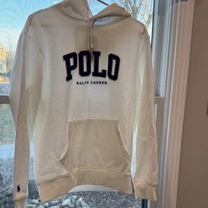 Ralph Lauren White Hoodie with Blue Polo Logo